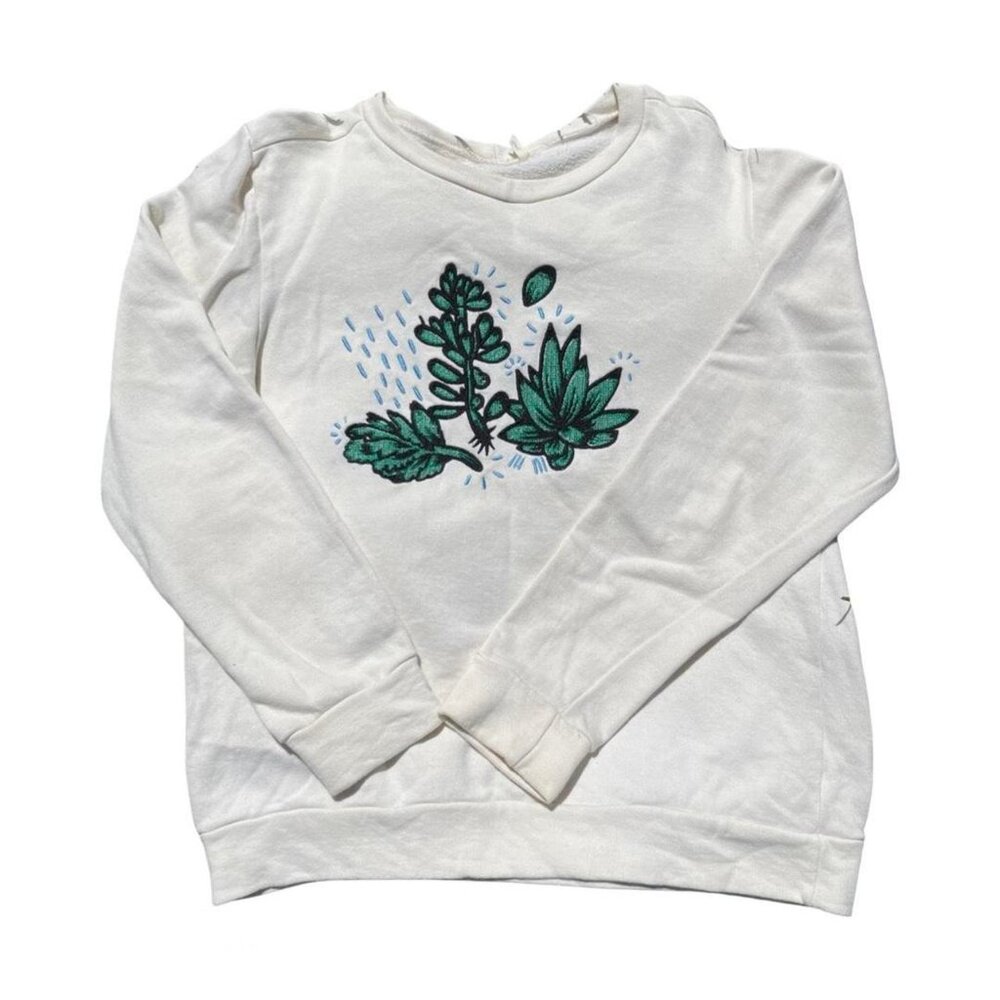 Rosehound Apparel Cream Embroidered Succulent Plant Crewneck Sweatshirt
